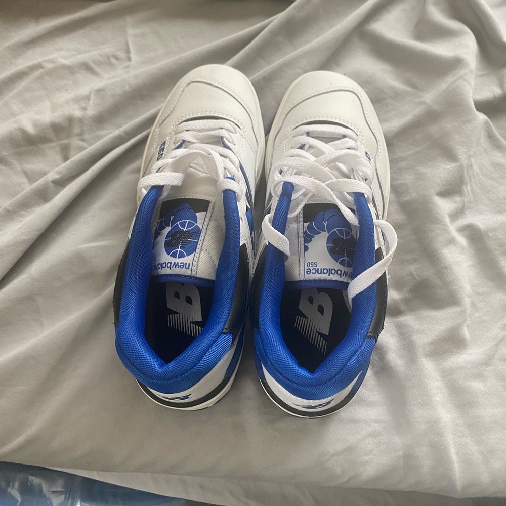 New Balance Kids' White and Blue Athletic Sneakers